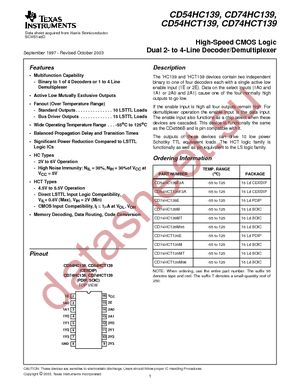 CD74HC139MT datasheet  